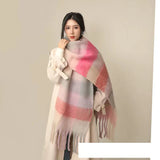 Thick Warm Winter Scarf  New Women Plaid Design Pashmina Shawls Cashmere Shawl Lady Wrap Tassel Scarves Knitted Men Foulard