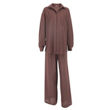 Women Cotton Linen Pajamas Shirt Two Piece Sets Casual Solid Long Sleeve Shirts And Trousers Suit Home Loose Chic Blouse Outfits