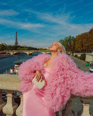 Purple New Design Pretty Fashion Women's Top Puffy Long Sleeves Ruffles Oversized Tops Woman Elegant Clothes Custom Made