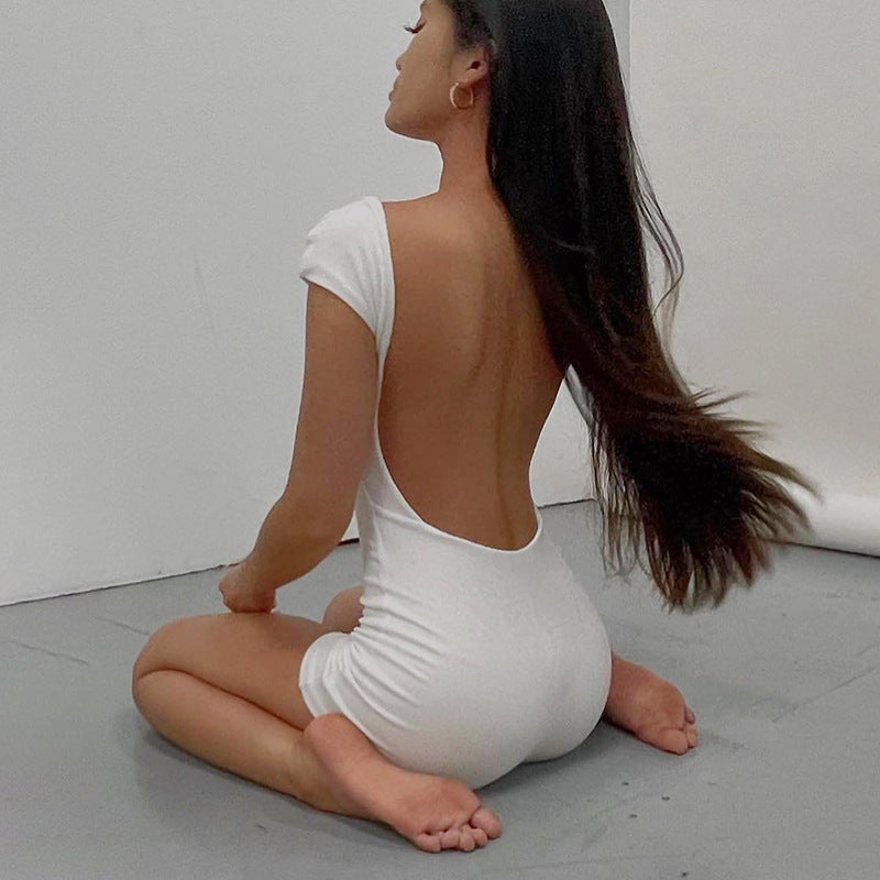goosudu  Square Collar Sleeveless Bodysuits Women Fashion Summer Sexy Slim Jumpsuit White Bodycon Shirts Y2K Causual Streetwear