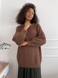 Hirsionsan Soft Warm Knitted Cashmere Sweaters Women  New Winter Loose Solid Female Pullovers Basic Knitwear Jumper  12color