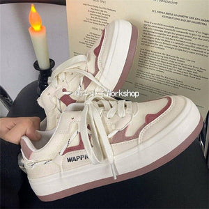 White Japanese Platform Canvas Sports Running Shoes Women's Sneakers New Casual Design Vulcanize Flat Tennis Basket Lolita