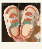 woloong  Four Season Home Non Slip Thick Sole Mute Hemp Cotton Women Slippers Cute Cartoon Shape Men Indoor Shoes New Arrival