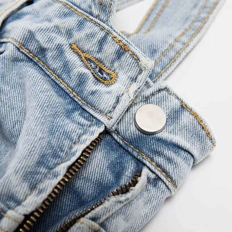 Vintage Denim Overalls for Women Baggy Jeans Spring Summer Casual Jumpsuits High Waist Straight Trousers Cargo Pants Female