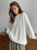 Hirsionsan Soft Warm Knitted Cashmere Sweaters Women  New Winter Loose Solid Female Pullovers Basic Knitwear Jumper  12color