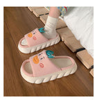 woloong  Four Season Home Non Slip Thick Sole Mute Hemp Cotton Women Slippers Cute Cartoon Shape Men Indoor Shoes New Arrival