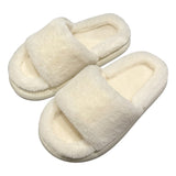 goosudu Thick Fluffy Fur Slippers New Women Winter House Warm Furry Slippers Women Flip Flops Home Slides Flat Indoor Floor Shoes