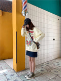 woloong Kawaii Rose Red Cartoon Letter Print Sweatshirt Vintage Streetwear Fashion Tops New O-neck Casual Teens Clothes Goth Punk