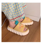 woloong  Four Season Home Non Slip Thick Sole Mute Hemp Cotton Women Slippers Cute Cartoon Shape Men Indoor Shoes New Arrival