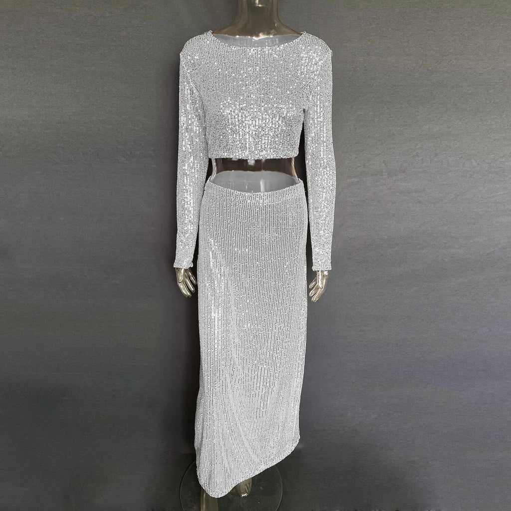 Sequin Female Sexy Maxi Skirt Summer Fashion Glitter High Waist Loose Elegant Club Long Skirt Sparkle Women Long Skirt New