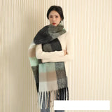 Thick Warm Winter Scarf  New Women Plaid Design Pashmina Shawls Cashmere Shawl Lady Wrap Tassel Scarves Knitted Men Foulard