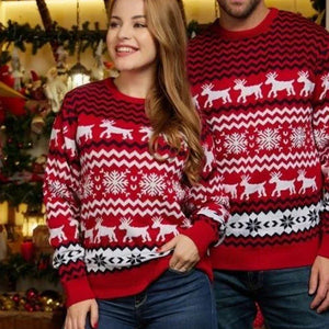 New Winter Mom Dad Kids Matching Knitting Sweaters Christmas Family Couples Jumpers Warm Thicken Casual Knitwear Xmas Look New Year