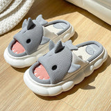 woloong  Four Season Home Non Slip Thick Sole Mute Hemp Cotton Women Slippers Cute Cartoon Shape Men Indoor Shoes New Arrival