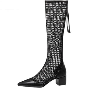 woloong  Women Sandals Boots Summer New Gladiator Zipper Mesh Breathable Fashion Boots Designer Shoe Women Black Women Boots