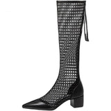 woloong  Women Sandals Boots Summer New Gladiator Zipper Mesh Breathable Fashion Boots Designer Shoe Women Black Women Boots