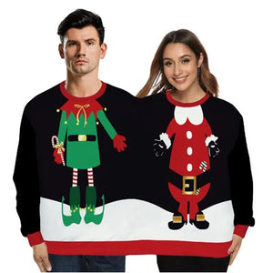 Christmas Sweater holiday spoof 3D digital printing couples two-piece double sweater loose lovers Funny Autumn Winter Clothing New Year