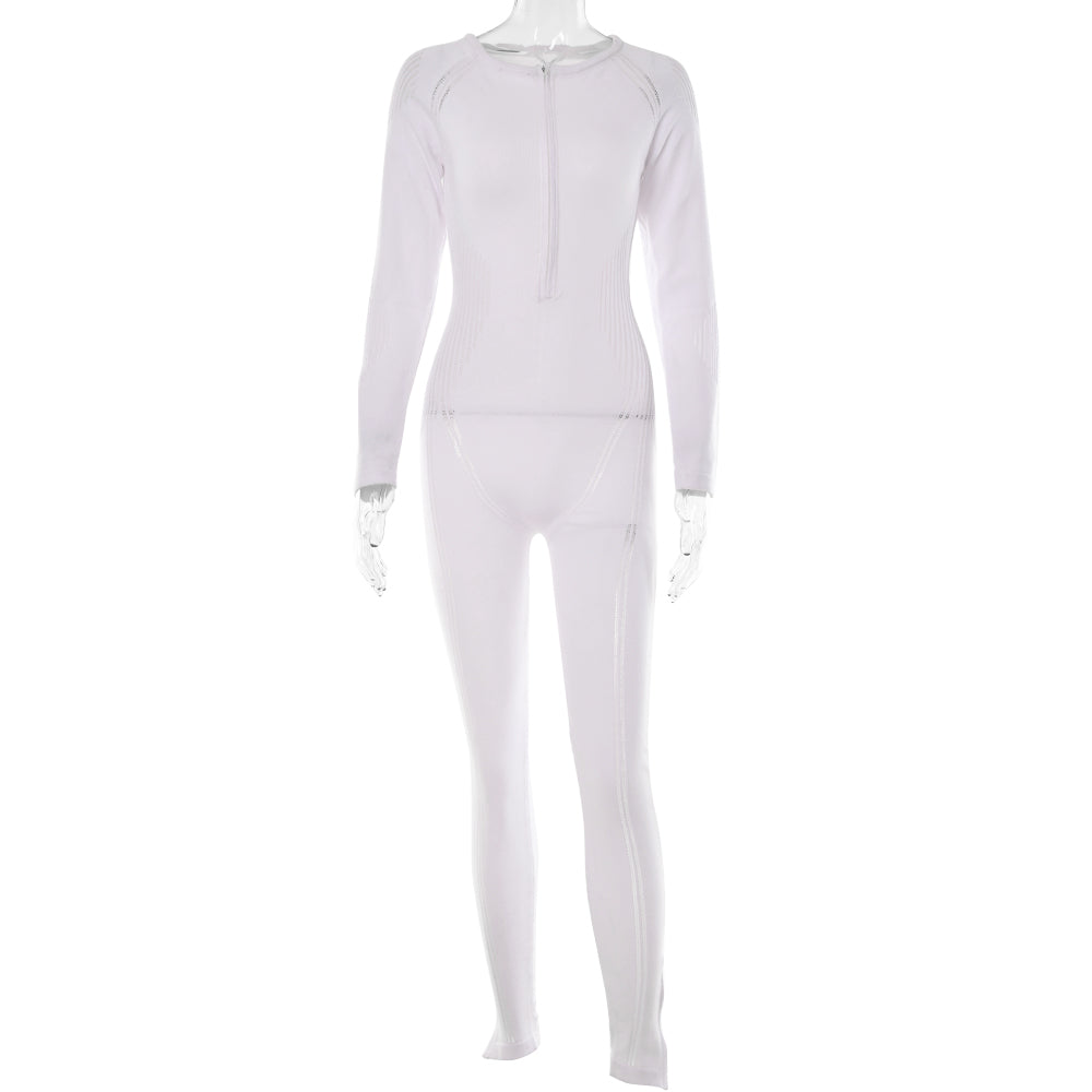 goosudu Knitted Rompers Women Jumpsuit Stretch Hollow Out Zipper Sexy Summer Jumpsuits Club Outfits Women One Piece Overalls