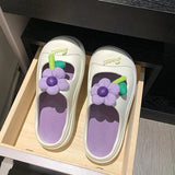 Women Candy Color Flower New Slippers Summer Thick Sole Outdoor Cute Hollow Breathable Fashion Leisure Shoes Women Slippers