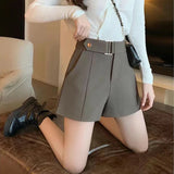 Shorts Women Elegant Korean Style Trendy Office Simple High Waist All-match Mature Tender Ladies Spring Pure Color New Design