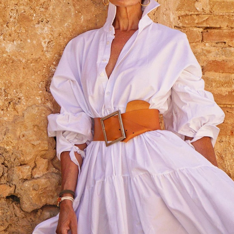 Stand Collar Long Sleeve Sexy Slim Dress Fashion New High Waist A-line Dress New Spring Autumn Women Solid Color Elegant Dresses