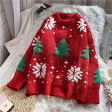 Christmas sweater women loose outer wear autumn and winter tide brand new men and women all-match casual lazy knit sweater New Year