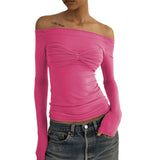 Black Friday  Mesh Sheer Off-Shoulder Top Shirt For Women New Long Sleeve See-Through Lace Knit Pullover Tops Summer Mesh Top Tee Shirt