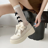 woloong  New Spring and Summer Women Mary Jane Shoes Sponge Cake Bottom Japanese Bowtie Student All-match Sweet Design Pumps