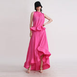 Solid Two Piece Sets For Women Stand Collar Sleeveless Tops High Waist A Line Skirts Summer Set Female Fashion New