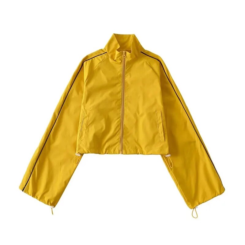 White Black Sports Tracksuits Set Women Windbreak Fast Dry Cropped Zip Up Jackets Coat Top Wide Leg Baggy Pants Trousers