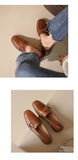 woloong   Spring New Genuine Leather Women Shoes Fashion Retro Slip-On Loafers Shoes Square Toe Shoes Woman Zapatos De Mujer Flats