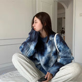 Winter Women Purple Sweater Crew Neck Twist Tie Dye Korean Fashion Lazy Wind Loose New Pullover Long Sleeves Knitting Tops