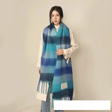 Thick Warm Winter Scarf  New Women Plaid Design Pashmina Shawls Cashmere Shawl Lady Wrap Tassel Scarves Knitted Men Foulard