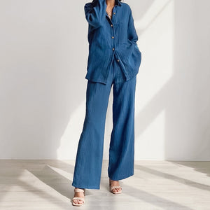Cotton Women's Home Clothes Loose 2 Piece Sets Long Sleeve Sleepwear Female Casual Trouser Suits Autumn Pajamas