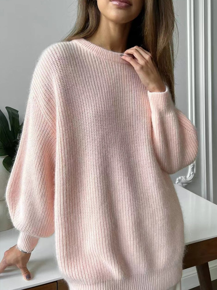 Hirsionsan Soft Warm Knitted Cashmere Sweaters Women  New Winter Loose Solid Female Pullovers Basic Knitwear Jumper  12color