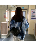 Winter Women Purple Sweater Crew Neck Twist Tie Dye Korean Fashion Lazy Wind Loose New Pullover Long Sleeves Knitting Tops
