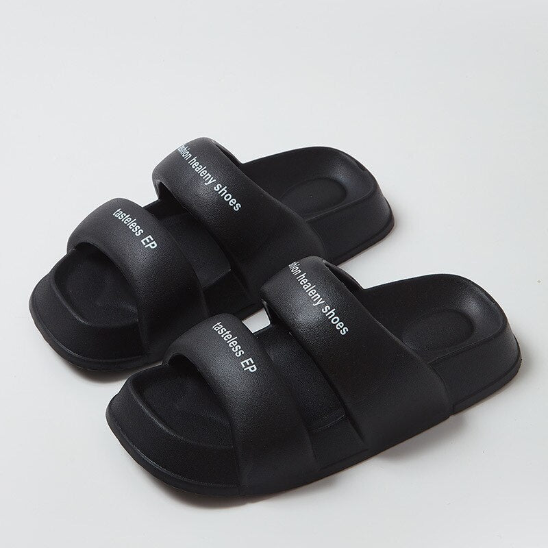 New Summer Versatile Thick Sole Women's Sandals and Slippers EVA Casual Home Indoor Comfortable Soft Sole Couple Slippers