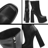 woloong New Ankle Boots Women Quality Platform Boots Female Fashion Short Boot Black Chunky High Heel Women Shoes Big Size 41