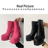 woloong New Ankle Boots Women Quality Platform Boots Female Fashion Short Boot Black Chunky High Heel Women Shoes Big Size 41