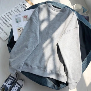 Retro Printed Round Neck Sweatshirt Long Sleeved T Shirt Men and Women New Fashion Casual Loose All Match Pullover Oversized Top