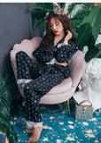 Women's Summer Two-piece Suit Pajamas Ice Silk Satin Thin Outwear Print Lace Pyjamas Home Suit for Women Clothes