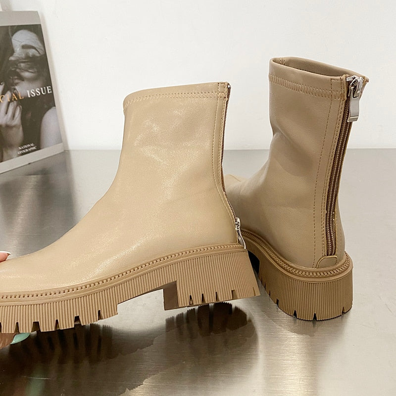 woloong Ankle Chelsea Boots New Winter Mid Heels Platform Women Botas Snow Warm Designer Motorcycle Boots Gladiator Oxford Zapatos