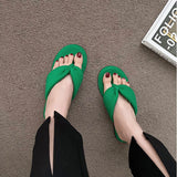 woloong  Women's Flip Flops Candy Color Pleated Fashion Shoes New Wild Outdoor Flat Slippers for Women Casual Home Summer Slides Тапочки