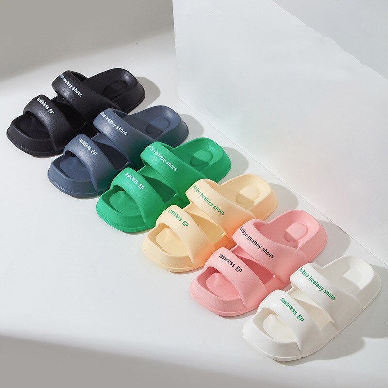 New Summer Versatile Thick Sole Women's Sandals and Slippers EVA Casual Home Indoor Comfortable Soft Sole Couple Slippers
