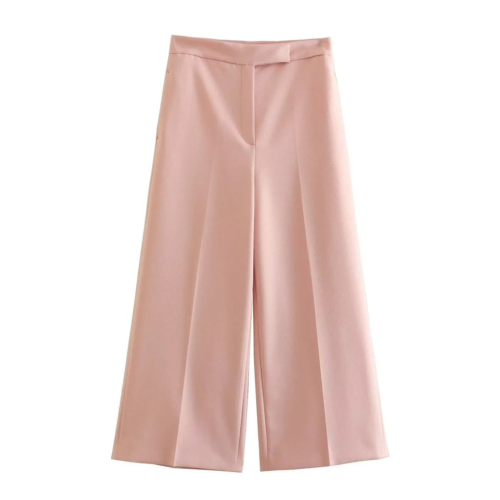 Women Pants 2 Pieces Sets Fashion Linen Vest Tops+Straight Pants Office Suit Vintage Woman Two Pieces Outfit