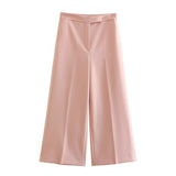 Women Pants 2 Pieces Sets Fashion Linen Vest Tops+Straight Pants Office Suit Vintage Woman Two Pieces Outfit