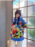 Women's Sweater Autumn/Winter New Christmas Elk Snowman O Neck Knitted Sweaters Tops Fashion Casual Loose Women Knit Pullovers New Year