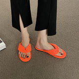 woloong  Women's Flip Flops Candy Color Pleated Fashion Shoes New Wild Outdoor Flat Slippers for Women Casual Home Summer Slides Тапочки