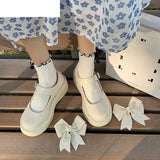 woloong  New Spring and Summer Women Mary Jane Shoes Sponge Cake Bottom Japanese Bowtie Student All-match Sweet Design Pumps