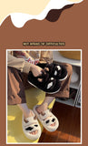 woloong New Design Women Winter House Furry Slippers Couple Fluffy Fur Home Slides Flat Indoor Floor Shoes Ladies Cute Flip Flops
