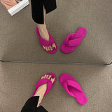 woloong  Women's Flip Flops Candy Color Pleated Fashion Shoes New Wild Outdoor Flat Slippers for Women Casual Home Summer Slides Тапочки